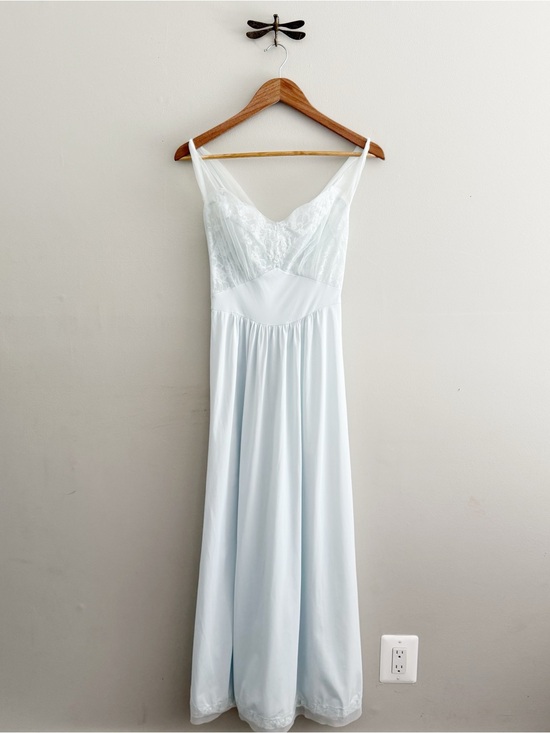 Vintage Other - Vintage Light Blue Nylon Maxi Slip Dress Chemise Lingerie
